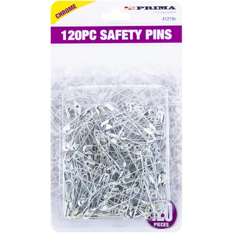 Prima Chrome Safety Pins 120pc