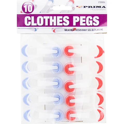 Prima Clothes Pegs Assorted Colours 10 Pack