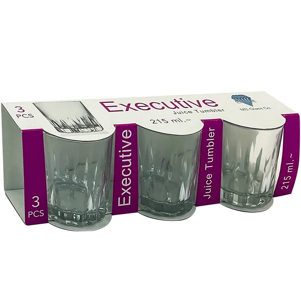 Prima Exclusive Glass Juice Tumbler 215ml 3 Pack