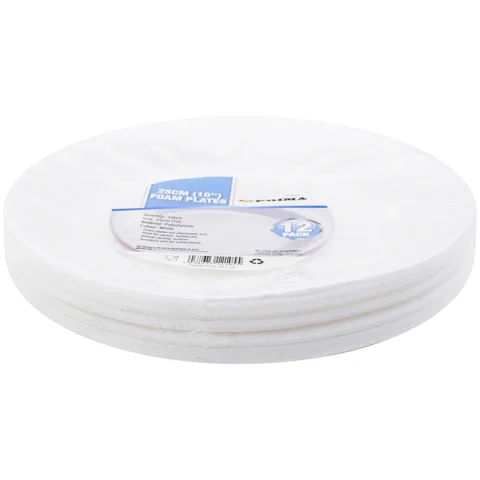 Prima Foam White Disposable Plates 25cm 12 Pack