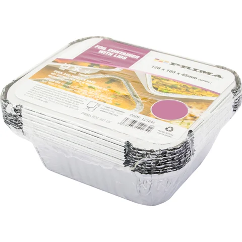 Prima Foil Container With Lids 9 Pack 128 X 103 X 45mm