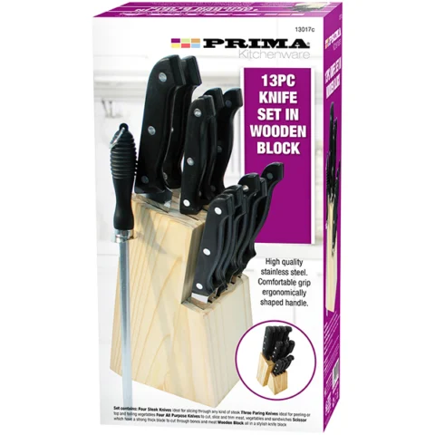 Prima Knife Set In Wooden Block 13pc