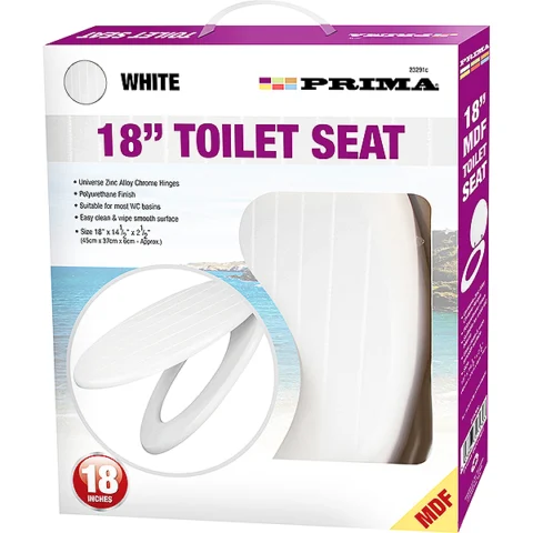 Prima MDF White Grooved Toilet Seat 18"