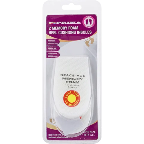 Prima Memory Foam Heel Cushions Insoles 2 Pack