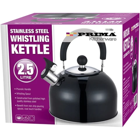 Prima Metallic Black 2.5l Whistling Kettle