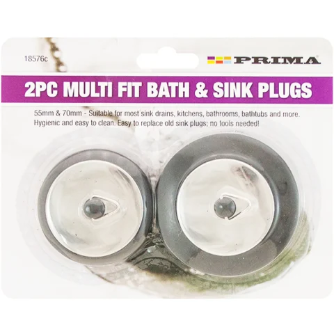 Prima Multi Fit Bath & Sink Plugs Set 2pc