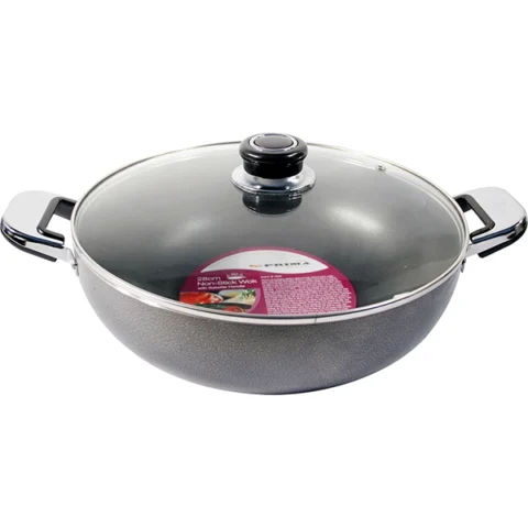 Prima Non-Stick Double Handle Wok With Lid 28cm