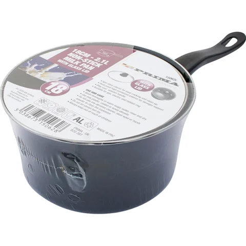 Prima Non-Stick Milk Pan With Glass Lid 18cm 2.1l