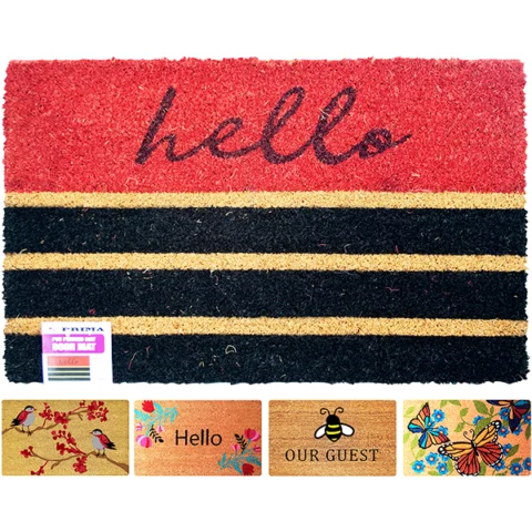 Prima PVC Natural Coir Printed Door Mat Assorted