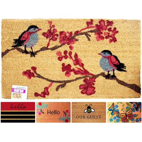 Prima PVC Natural Coir Printed Nature Door Mat Assorted 45cm X 75cm