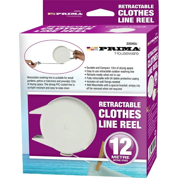 Prima Retractable Clothes Line Reel 12m