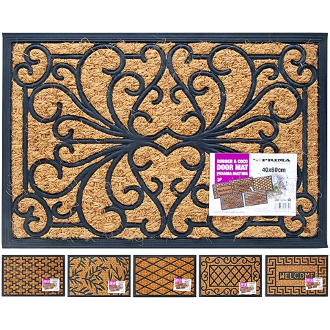 Prima Rubber & Coco Panama Door Mats 40 X 60cm Assorted