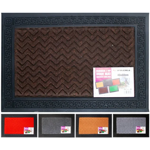 Prima Rubber & PP Greekey Moulded Door Mat 40 X 60cm Assorted