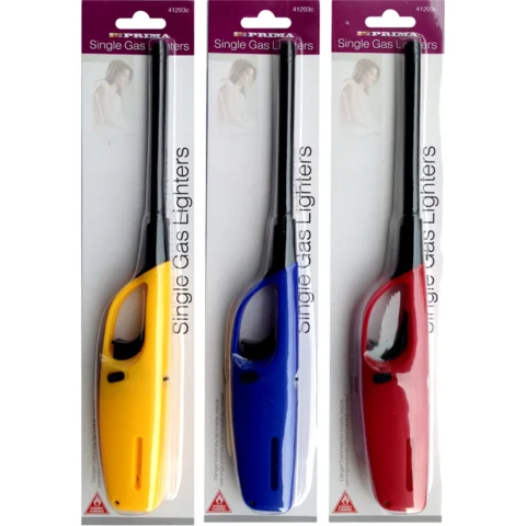 Prima Single Gas Lighter Assorted Colours Transparent