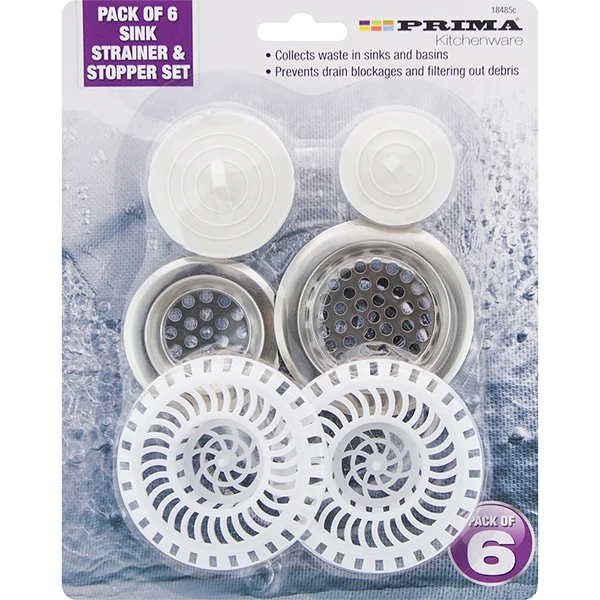Prima Sink Strainer & Stopper Set 6 Pack