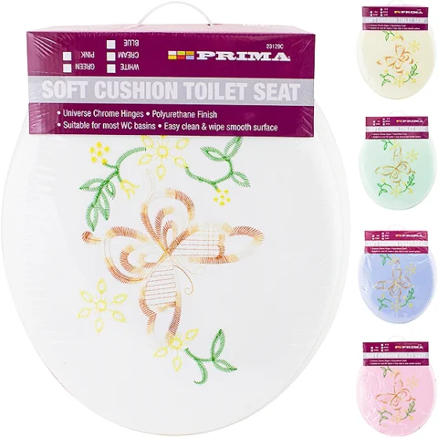 Prima Soft Cushion Embroidered Toilet Seat Assorted 18"