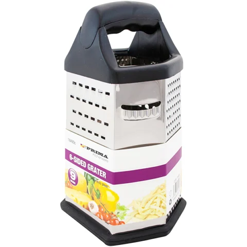 Prima Stainless Steel 6-Sided Cheese Grater 23cm Assorted Colours