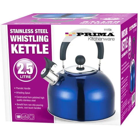 Prima Stainless Steel Blue Whistling Kettle 2.5l
