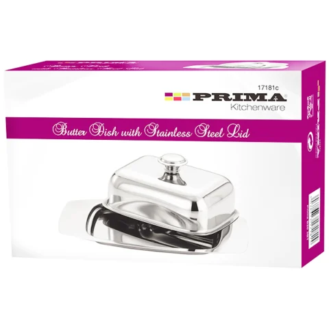 Prima Stainless Steel Butter Dish With Lid Set