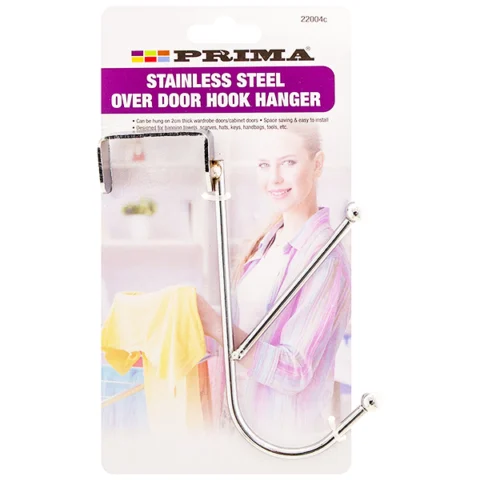 Prima Stainless Steel Over Door Dual Hook Hanger
