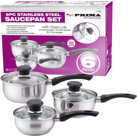 Prima Stainless Steel Saucepan Set 6pc