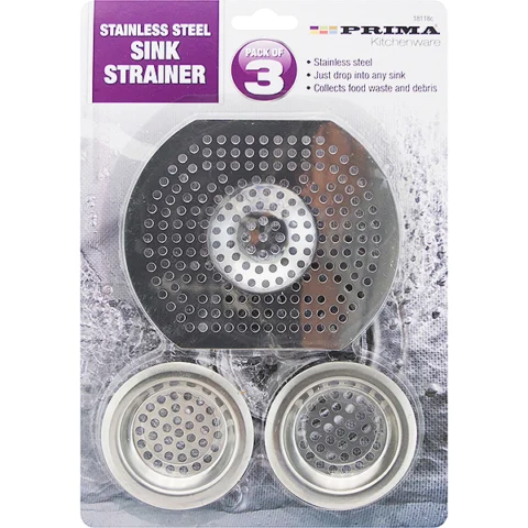 Prima Stainless Steel Sink Strainer 3 Pack