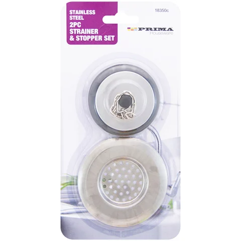 Prima Stainless Steel Sink Strainer & Rubber Stopper Set 2pc
