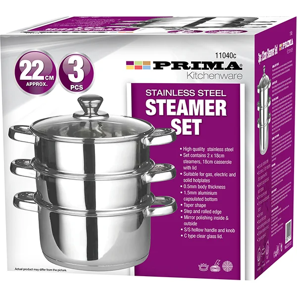 Prima Stainless Steel Steamer Set 3pc