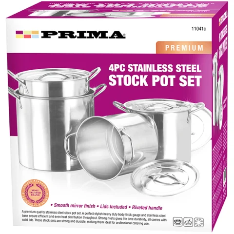 Prima Stainless Steel Stock Pot Set 4pc