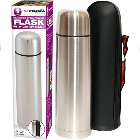 Prima Stainless Steel Vacuum Flask With Carry Case 1l