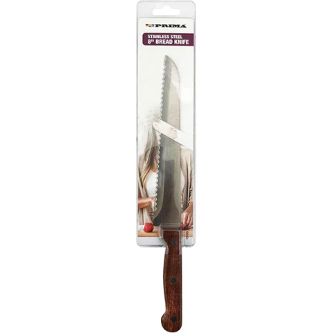 Prima Stainless Steel Wood Handle Bread Knife 8"