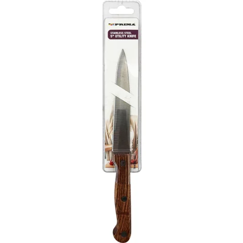 Prima Stainless Steel Wood Handle Utility Knife 5"