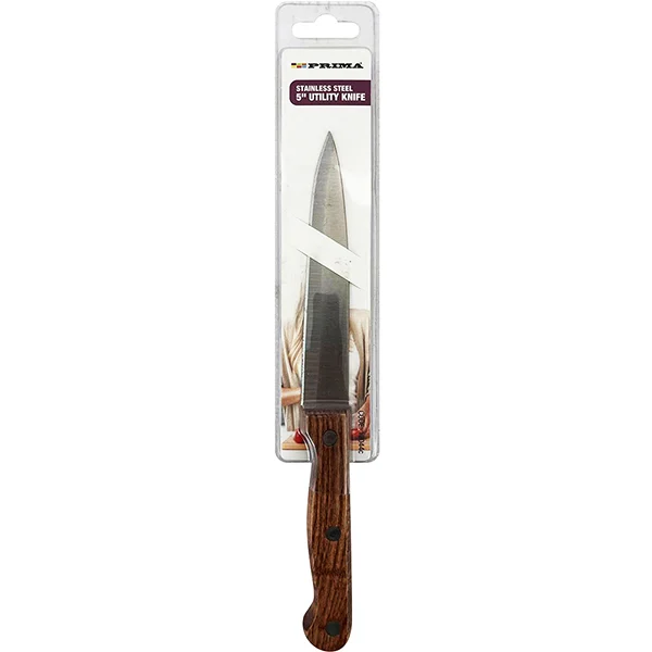 Prima Stainless Steel Wood Handle Utility Knife 5"