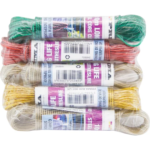 Prima Steel Core Clothesline 10m Assorted Colours