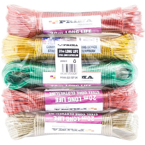 Prima Steel Core Clothesline 20m Assorted Colours