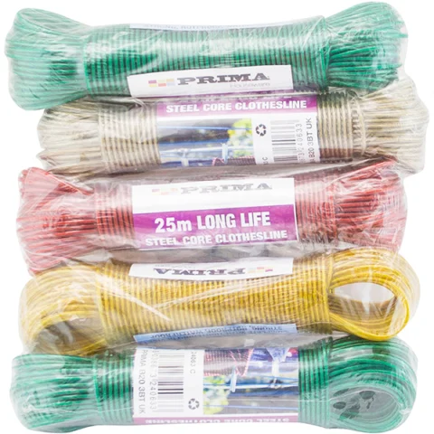 Prima Steel Core Clothesline 25m Assorted Colours