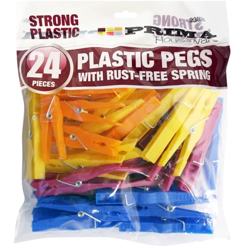 Prima Strong Plastic Rust-Free Clothes Pegs 24 Pack