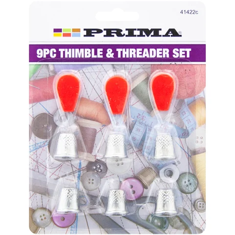 Prima Thimble & Needle Threader Set 9pc
