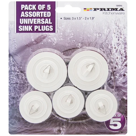 Prima Universal Sink Plugs Assorted 5 Pack