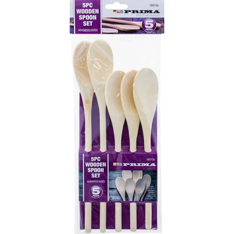 Prima Wooden Spoon Set Assorted Sizes 5pc