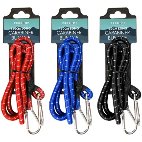 Procamp Carabiner Bungee Strap 150cm Assorted Colours