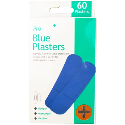 Proplast Assorted Waterproof Blue Plasters 60 Pack