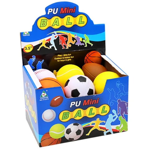 PU Sports Balls 3.5" Assorted 12pc