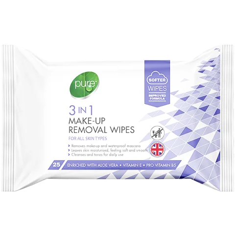Pure 3-In-1 Make-Up Removal Wipes 25 Pack
