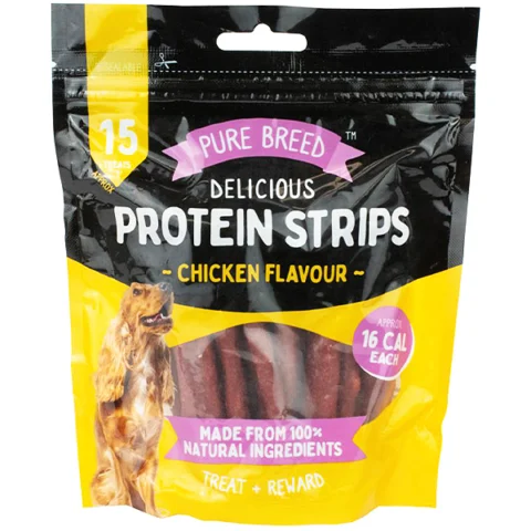 Pure Breed 100% Natural Chicken Delicious Protein Strip Dog Treats 15 Pack