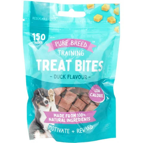 Pure Breed 100% Natural Duck Training Dog Treat Bites 150 Pack