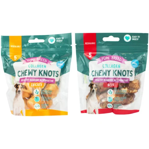 Pure Breed Collagen Chewy Knots Dog Treats 5 Pack Assorted