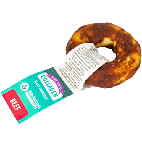 Pure Breed Collagen Natural Beef Donut Chew Dog Treat