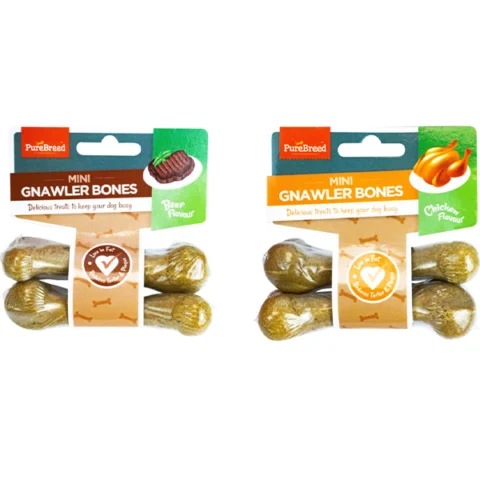 Pure Breed Mini Gnawler Dog Bones 2 Pack 80g Assorted
