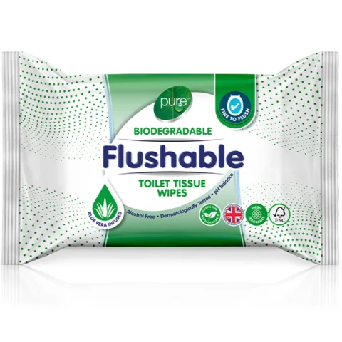 Pure Flushable Toilet Tissue Wipes 40 Pack
